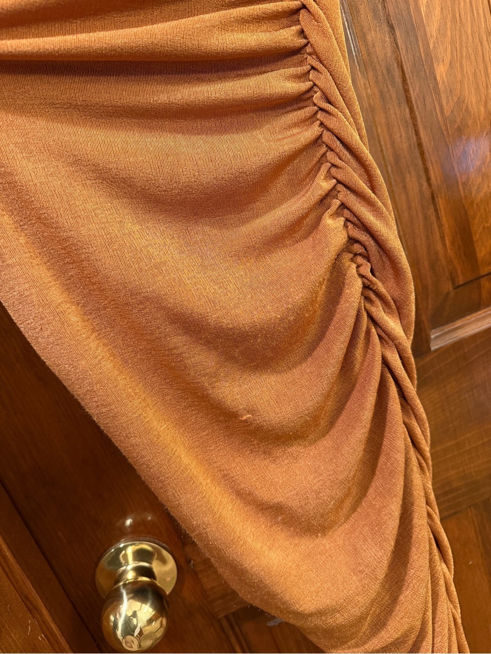 One-Shoulder Ruched Maxi Dress in Rust - Picture 7 of 9